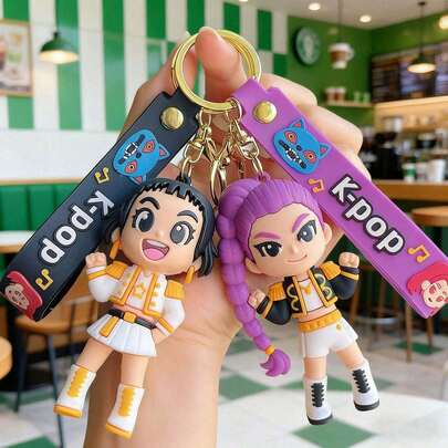 1pc Set Cute Kpop Christmas Keychain, Cartoon Pendant For Girls,  Keychain, Tiger Keychain, Couple Keychain, Anime Phone Charm, Bag Accessory, Friend Gift Suitable As A Gift (Silicone Product, Slight Color Transfer Is Normal)