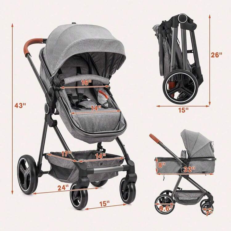 Baby Strollers - 灰色 - 查看 2