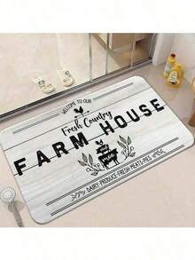 1PC Floor--Rustic Farmhouse Welcome Floor, Country Country Farm House Design With Rooster Pig Cow Illustrations, Decorative Entryway Rug Kitchen Bathroom, Whitewashed Wood Background With Dairy Produce Text--Flannel, MatSoft, Comfortable And Easy To Clean, Suitable Hallway Bathroom, Bedroom, Kitchen, Porch, Laundry Room, RV Outdoor Decoration Holiday Decoration Three Sizes Available Door Decor Fall Winter Decorations Home - Multicolor - View 4