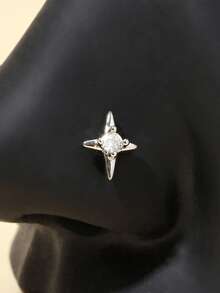 1 chiếc khuyên mũi bằng titan G23L màu trắng, kiểu dáng tinh tế. - Bạc - Xem 2