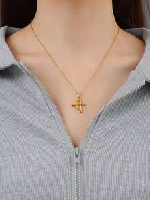 1 Mặt dây chuyền hình cung tên bằng thép không gỉ mạ vàng 18K kiểu dáng Châu Âu và Mỹ, mặt dây chuyền hình cung tên đơn giản dành cho nữ, trang sức đeo hàng ngày và dự tiệc. - Dây chuyền mặt dây hình cung tên - Xem 2