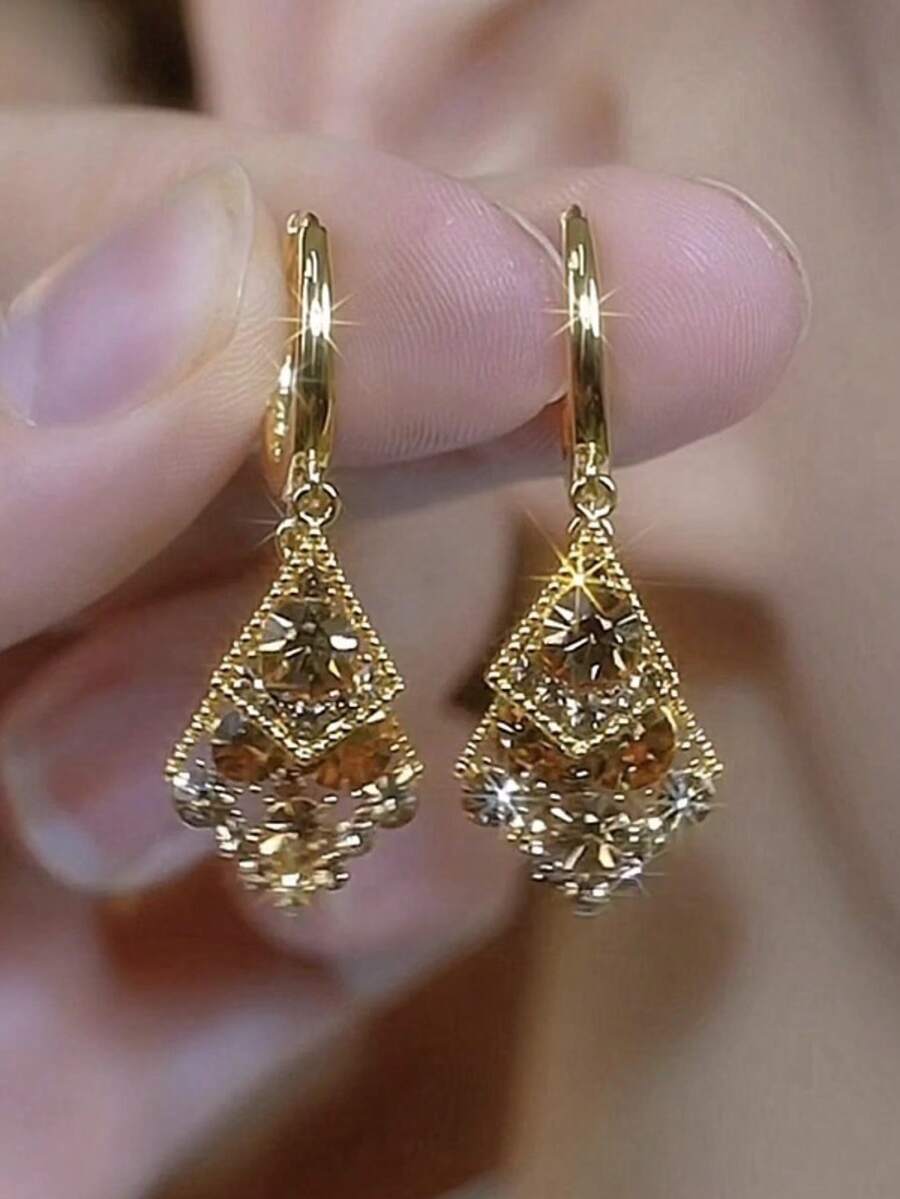 YSH.ZIXIN 1 par de pendientes de cristal prisma de alta gama, diseño de ganchos de cobre, elegante para mujeres - Cristal prismático - Ver 1