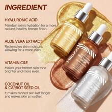 Hllozzi 30毫升/3支装天然美黑精华液 - 银色、古铜色和金色可选。蕴含透明质酸和芦荟的身体美黑精华液，富含维生素C和椰子油，滋养肌肤，打造健康自然的古铜肤色。 - 彩色 - 查看 4