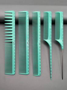 5pcs Professional Hair Cutting Comb Set, Salon Hairstylist Essential Styling Combs With Measurement Scale, Precise Hair Trimming Tool For Home Use - Multicolor - View 6