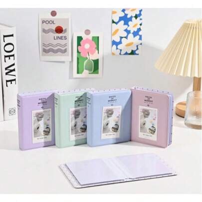 1pc Álbum de Fotos Mini com 64 Bolsos para Câmera Instantânea de 3 Polegadas & Cartão de Visita, Livro de Memórias Compacto e Fofo para Câmeras Instantâneas, Presente Ideal para Amigos e Família