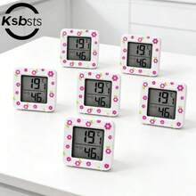 6pcs DIY Cute Floral Hygrometer, High Precision, Comfort Display, Celsius Display, Battery Powered, Easy Operation (1pc Random Floral) - View 1