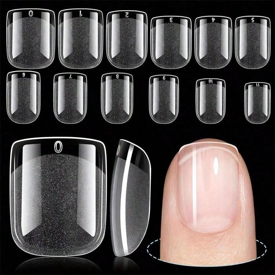Short Square Nail Tips, 120pcs/Set Half Matte Acrylic Pre Filed Soft Gel Nail Tips, Press On Nails Full Cover Pre Shaped 12 Sizes Gel X Nail Tips False Nails Beginner And Nail Salon Nail Supplies - Thông thoáng - Xem 1