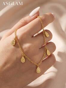 1件优雅水滴流苏锆石项链，S925纯银极简主义颈链，精致珠宝礼品，适合女孩日常和约会穿着 - 水滴流蘇項鍊 - 查看 7