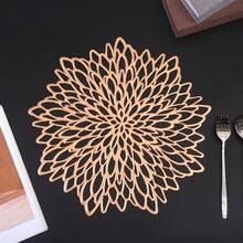 10pcs Gold Flower Design Floral Pattern Placemat,Set Round Heat Resistant Placemat, Decorative For Home Kitchen Dining Room - 玫瑰金 - 查看 4