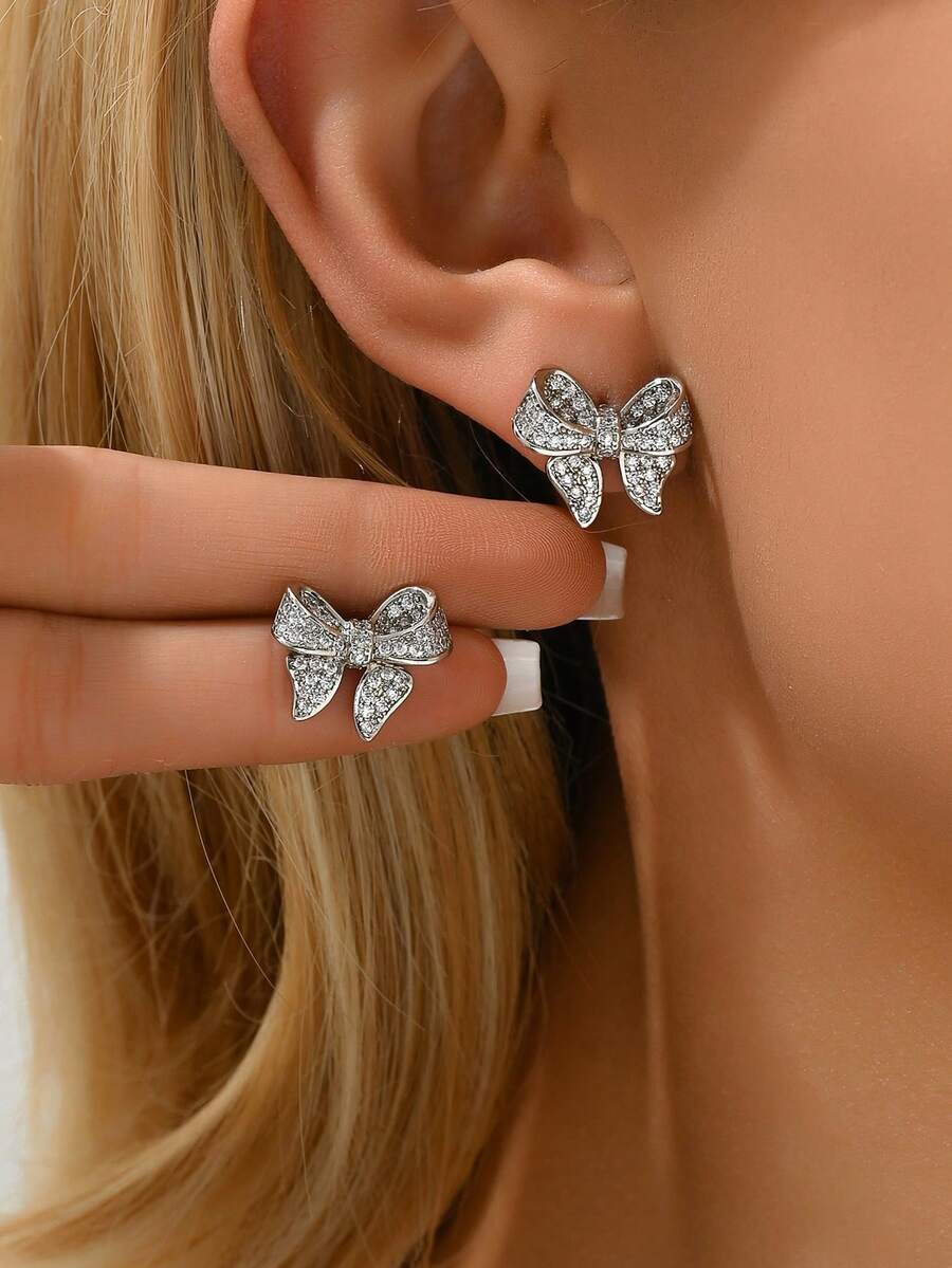 1 Đôi bông tai nơ, bông tai hình bướm sang trọng thời trang dành cho nữ - Loại bướm - Xem 1