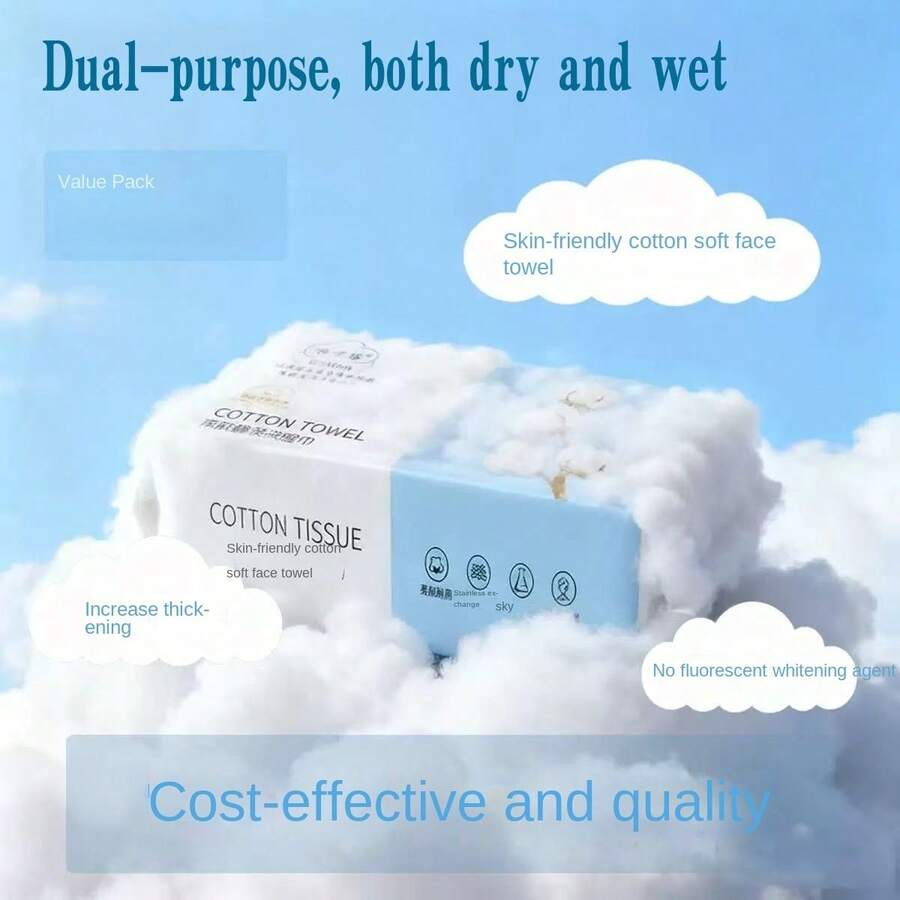 100pcs/64pcs Disposable Cotton Soft Facial Cleansing Wipes, Thick & Large, Dry & Wet Dual-Use, Skin-Friendly, Makeup Remover & Face Washing Towelettes For Salon - Face Towel - View 1