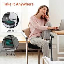 Comfortable Seat Cushion For Office Chairs Gel Enhanced Memory Foam Non-Slip Cooling Support For Long Sitting Black - 黑色 - 查看 5