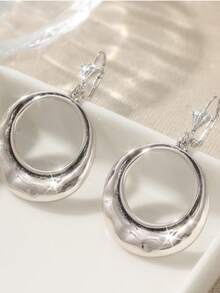 1 par de pendientes de aro grandes vintage y sencillos, pendientes bohemios, pendientes de plata, pendientes bohemios, pendientes de aro, joyería bohemia, regalo perfecto para las vacaciones - Plata antigua - Ver 4