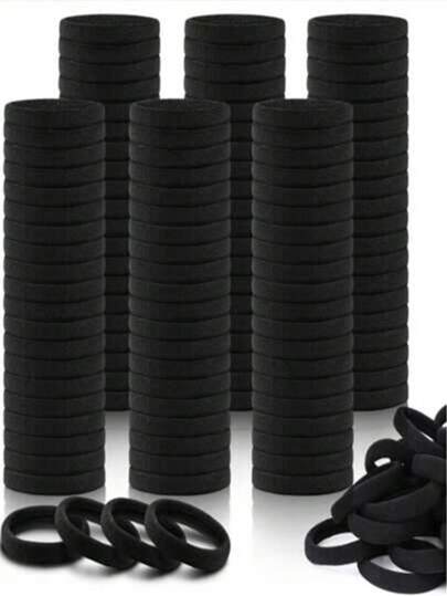 100pcs/Pack Women's Basic High Elastic Hair Ties, Korean Style Black Hair Bands, Upgraded High Elasticity, Fashionable Multifunctional, Elegant Quality, Minimalist Hair Accessories, Suitable For High Ponytail, Colorful Design, Versatile Styling, Daily Wear, Great Gift For Girlfriend And Family, Transparent Bag Packaging, Suitable For Back-To-School Season