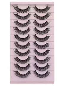 10 Pairs Criss-Cross False Eyelashes, Suitable For Daily Wear - Black - View 8