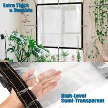 透明无色防水篷布，加固扣眼，防撕裂抽绳，防风、防尘、防水、防雪。适用于露营帐篷罩、门廊遮阳篷、庭院、花园、猪圈和露营等。 - 透明 - 查看 11