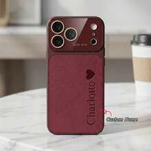 适用于 17 Pro Max 系列的个性化定制姓名手机壳，采用大窗口 3D 立体雕刻设计，有效保护镜头，防震耐用，是馈赠家人、情侣和朋友的理想纪念礼物。 - 酒紅色 - 查看 2