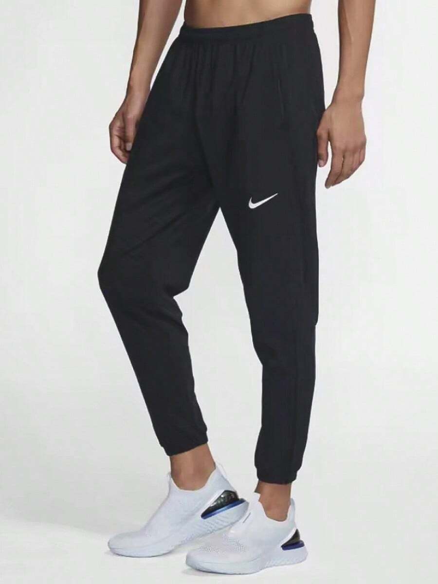 Nike Club Logo Embroidered Solid Color Casual Versatile Knit Sweatpants For Men - Black - View 1