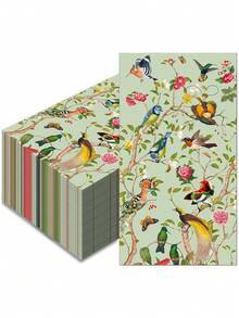 20pcs Elegant Watercolor Paper Napkins, Bird And Floral Patterns, 2-Ply, Suitable For Weddings, Birthdays, Celebrations, Watercolor Bird Print, Disposable Fancy Napkins For Parties, Dining Table Decor - Multicolor - View 7