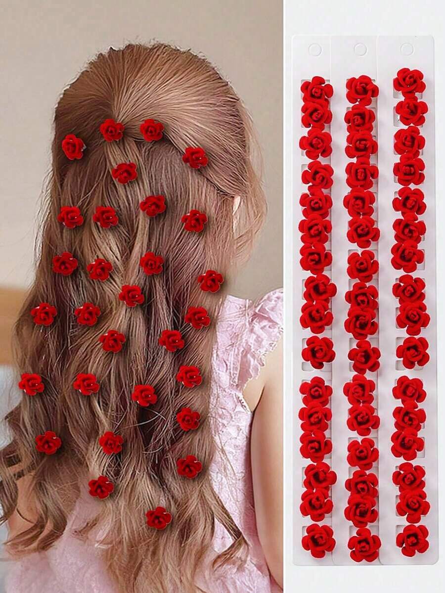 10 chiếc kẹp tóc hình hoa hồng, phụ kiện tóc đa năng cho bé gái, đạo cụ chụp ảnh mùa xuân (Không kèm thiệp giấy)