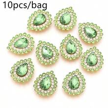 10pcs/Pack Iron-Based Acrylic Hand-Sewn Rhinestones, Shiny Water Drop Shaped Rhinestones 7X10mm For Crown Jewelry DIY, Flat Bottom - Water Droplet Rhinestone - View 18