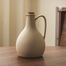 500ml/600ml Vintage Thick Ceramic Oil Bottle With Cork Stopper, Kitchen Condiment Bottle, Sauce Dispenser - Stoneware - View 12