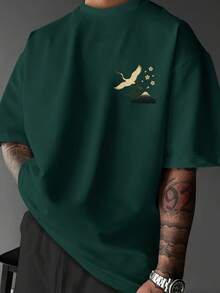 Oversized Streetwear Tee With Hokusai Wave Art - 's Japanese Ukiyo-E Great Wave & Crane Print T-Shirt - Loose Fit Summer Shirt For Japanese Culture Fans, Machine Washable Casual Wear ( Sizing) - Black - View 11