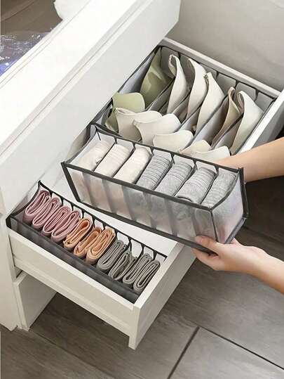 1/3 piezas Cajas de almacenamiento plegables para el armario, utilizadas para organizar ropa interior, sujetadores, calcetines y ropa, cajas de almacenamiento con estilo de cajón, organizadores de cuadrícula para el hogar, bolsas de almacenamiento para dormitorios, cajas organizadoras de ropa