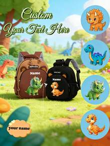 This Customizable Mini Cartoon Dinosaur Print Backpack Features Adjustable Shoulder Straps, Hand-Held Design, Zipper Closure, And Is Made Of Nylon Material. It Is Very Suitable For Daily Use, Shopping, And Traveling. It Also Makes A Great Gift For Birthdays Or Christmas., Kawaii Aesthetic - Multicolor - View 1