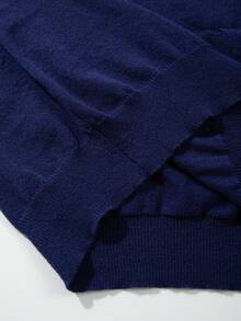 Men's Neutral Knitted Polo Collar Casual Commute Versatile Business Fit Short Sleeve Pullover T-Shirt Top Spring Summer - Navy Blue - View 7