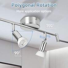 CANMEIJIA 1 đèn âm trần hiện đại 6 bóng, đèn LED âm trần, đế GU10, đầu đèn xoay được, màu đen, thích hợp cho phòng ngủ, phòng khách, nhà bếp. - Đèn âm trần 6 bóng GU10 - Xem 5