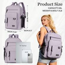 经典基础款旅行背包，带笔记本电脑隔层，大容量防水休闲背包，适用于 14-15.6 英寸笔记本电脑，男女通用大学生背包 - 彩色 - 查看 3
