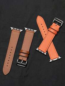 1件裝男士極簡運動手錶錶帶，適用於 38mm 40mm 41mm 42mm 44mm 45mm 46mm 49mm，相容 Series 11 10 9 8 SE 7 6 5 4 3 2 1 Ultra 3/2/1，替換 PU 皮革錶帶，橘色錶帶配件 - 橘色 - 查看 3