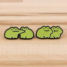 Süße Tier Frosch Emaille Anstecknadeln, witzige Cartoon Kröte Brosche Anstecknadel für Rucksack, Kleidung, Accessoires, Mode Schmuck, Freundschaftsgeschenke - Grün - Übersicht 3