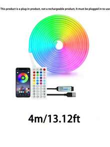 1pc Neon Light Strip, LED Light Bar, App Controlled, Comes With 44-Key Remote, Music Sync, Flexible DIY Design, Suitable For Bedroom, Living Room, Game Room, Party Decor, Holiday & Christmas Decor - Multicolor - View 16
