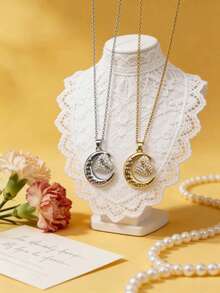 1件不锈钢心形吊坠项链，时尚奢华优雅设计，百搭母亲节珠宝礼物 - 愛心 - 查看 2