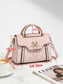 PIANEE Cute Flamingo Decor Mini Bag - Shoulder Crossbody Bag With Printed Pearl Pendant, Detachable Gold Chain Strap, Women Party/Date Gift - Pink - View 3