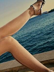 1件装优雅透明高腰亮片细节连裤袜 - 超薄、弹力十足、性感女士紧身裤 - 杏色 - 查看 7