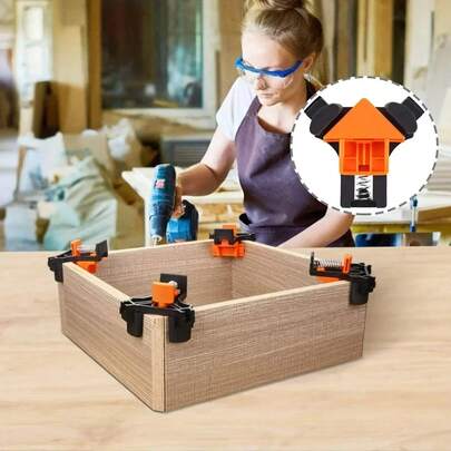 4 piezas de abrazaderas de esquina de 90 grados para trabajos en madera - Abrazaderas de resorte ABS resistentes de operación con una sola mano - Resistentes a los arañazos para accesorios de herramientas de carpintería como gabinetes y marcos de fotos