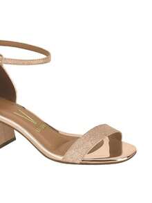 Vizzano Women's Sandal Kit - Low Heel, Block Heel, Chunky Heel, Closed Heel, Metallic, Glitter Strap, Elegant Party Shoes + Glitter Party Bag In Silver, Gold, And Rose Gold - Màu hồng gỉ - Xem 5