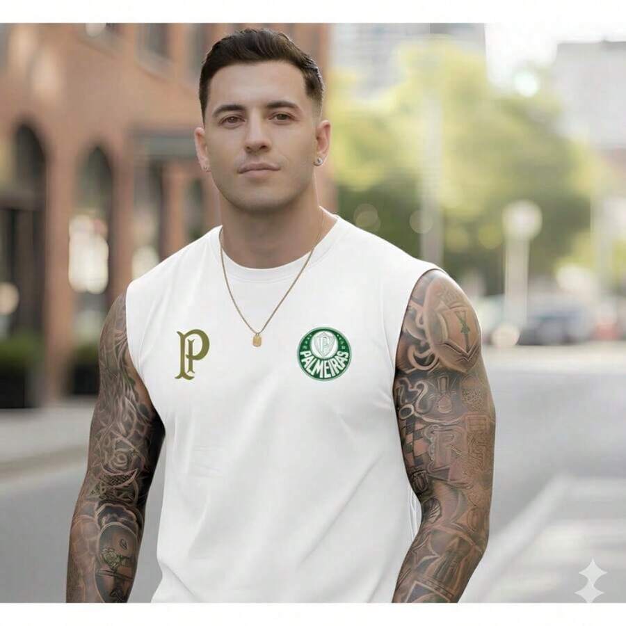 Palmeiras Football Libertadores Club Gold Shirt, Men's, Black, 100% Premium Cotton, Fan, Casual Streetwear - 白色 - 查看 1