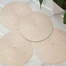 Ivory White Heat-Resistant Round Placemats, Minimalist Elegant Tableware Mats - Ivory White - View 3