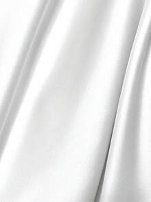 1 pieza de tela de satén blanco suave y sedoso, adecuado para vestidos de novia, textiles para el hogar, costura DIY - Blanco - Ver 4