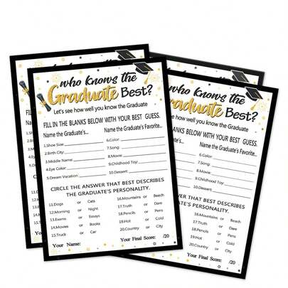 10/30 Pcs Who Knows The Graduates Best - Grad Graduation Party Game 2026 Party Supplies Decoration, Activities For High Senior College School Graduation Favor Supplies, Graduation Decorations