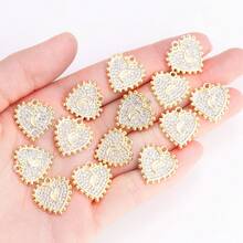 10个高品质水钻心形、蜻蜓、花朵、星形合金吊坠，适用于女士耳环、手链、项链、钥匙扣、DIY首饰 - 金色 - 查看 10