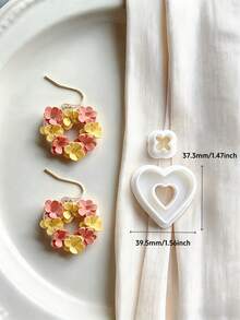 Jewelry Making Kit Peony Daisy Tulip Polymer Clay Cutters Set Heart & Book Shapes Molds For DIY Statement Earrings & Handmade Craft Tool - Sweet Clay Garden - View 7