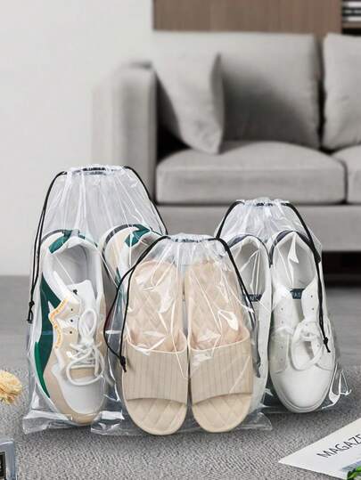 5/10/20 piezas Bolsas con cordón transparentes, bolsa portátil impermeable de gran capacidad para zapatos, ropa, artículos de tocador y otros artículos