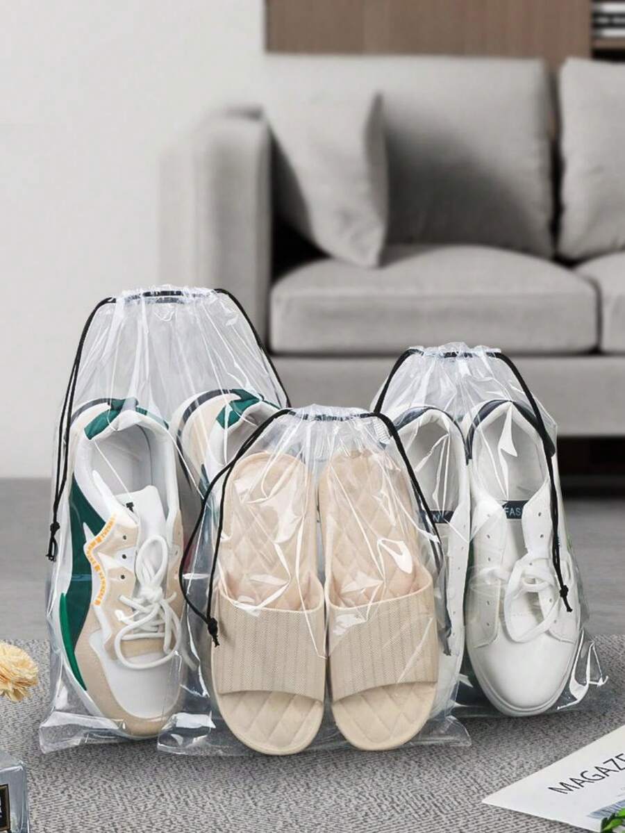 5/10/20个装透明束口袋，大容量防水便携收纳袋，适用于鞋子、衣物、洗漱用品及其他物品，鞋袋、鞋子收纳袋、鞋套、防尘耐用，是假日邮轮旅行必备佳品。 - 無色 - 查看 1