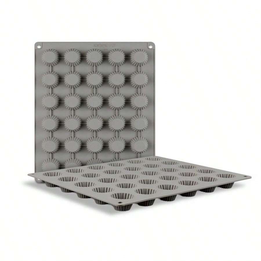 30-Cavity Mini Chocolate Silicone Mold | Cylinder Candy Pudding French Dessert Cupcake Baking Tool, Suitable For Christmas, Halloween, Thanksgiving, Mother's Day, Graduation Season - Grey - View 1