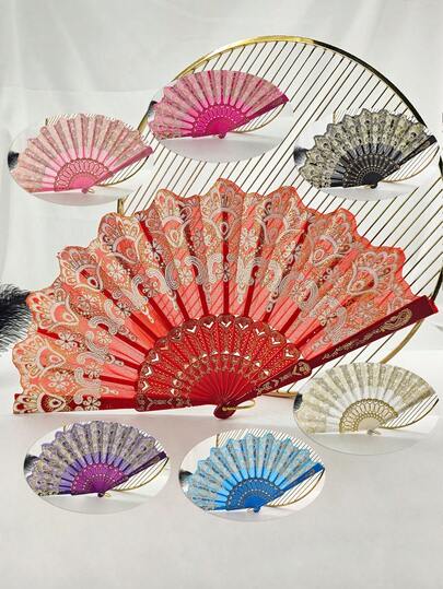 1 قطعة مروحة يد قابلة للطي من D EXCEED للرقص الخطي، مراوح صينية قابلة للطي للنساء، ديكور حرير يدوي للأعراس وحفلات الرقص والكوسبلاي (الطراز الكلاسيكي)